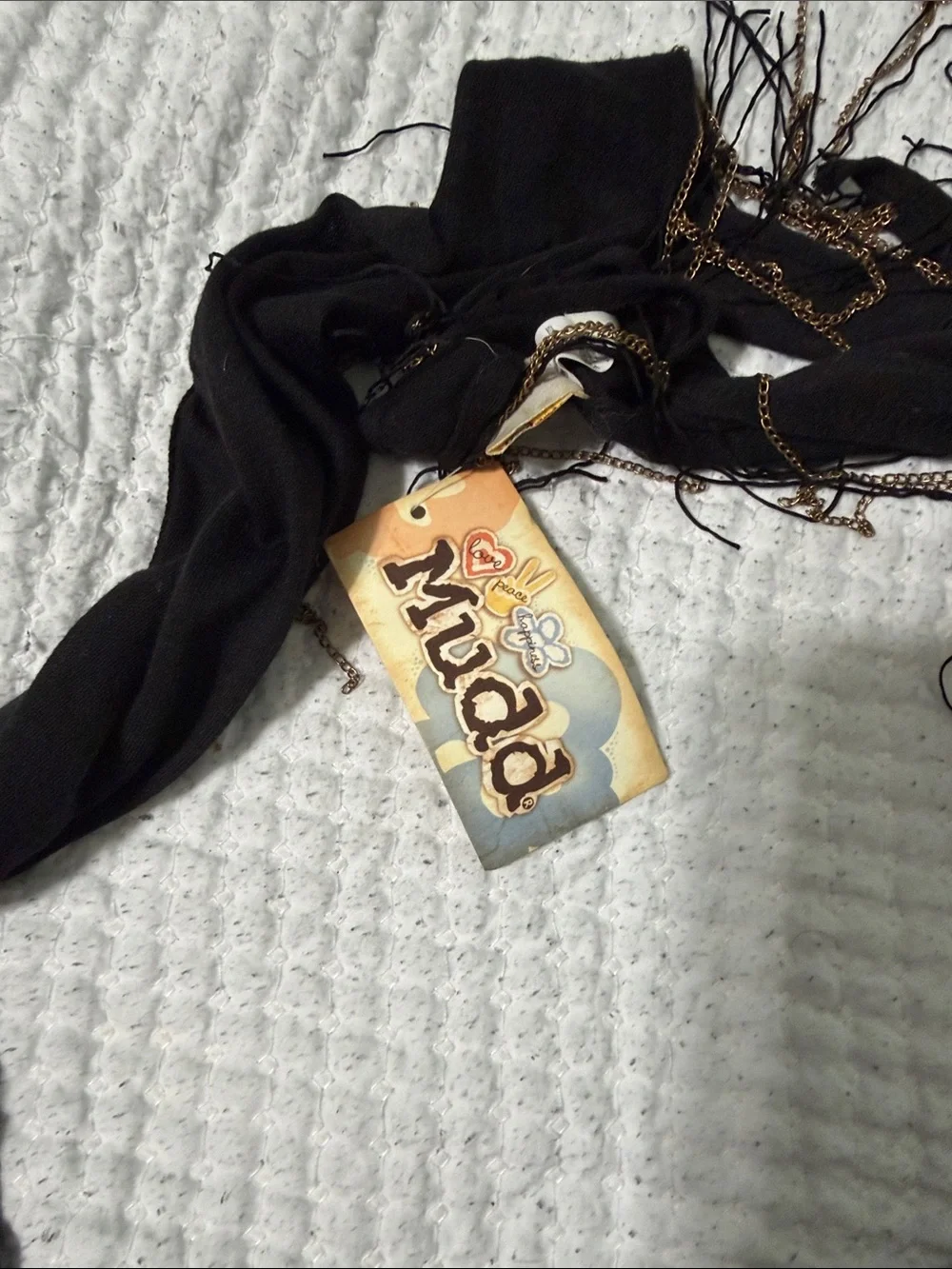 Mudd Black Fringe Triangle Scarf Wrap